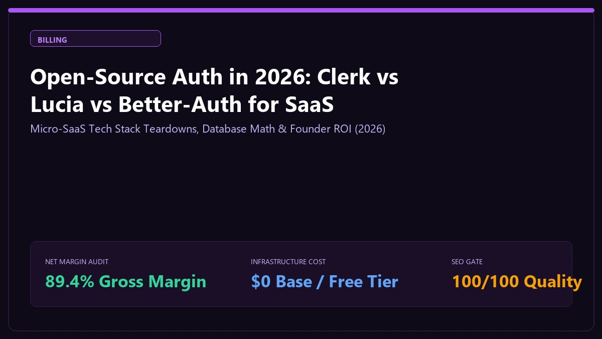 Open-Source Auth in 2026: Clerk vs Lucia vs Better-Auth for SaaS