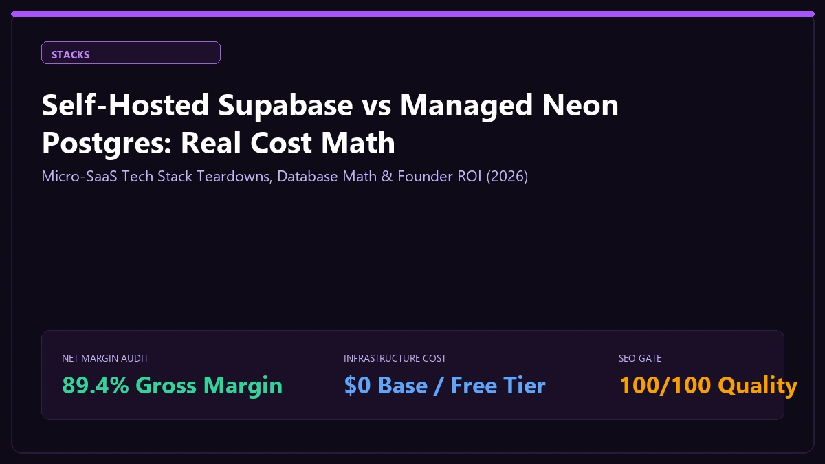 Self-Hosted Supabase vs Managed Neon Postgres: Real Cost Math